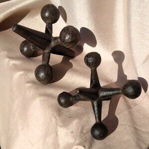 A Pair (2) VTG MCM Attributed to Bill Curry Design Rustic Iron Metal Sculpted Ja